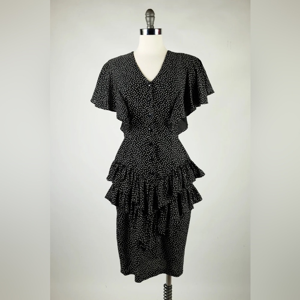146. 80’s Vintage Polka Dot Peplum Dress​